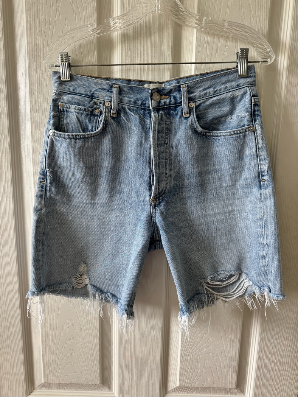 Citizens Of Humanity Light Wash Distressed Denim Bermuda Shorts